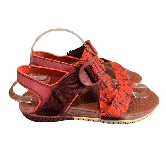 WOMEN’S Chaco Confluence red orange adjustable strap outdoor sandals - Picture 1 of 9